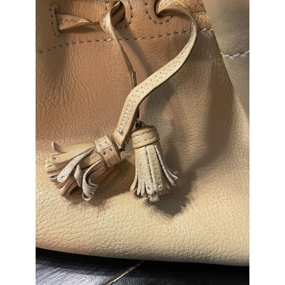 Cole Haan Tan Leather Tassel Draw String Small Hobo Bag - Picture 13 of 16